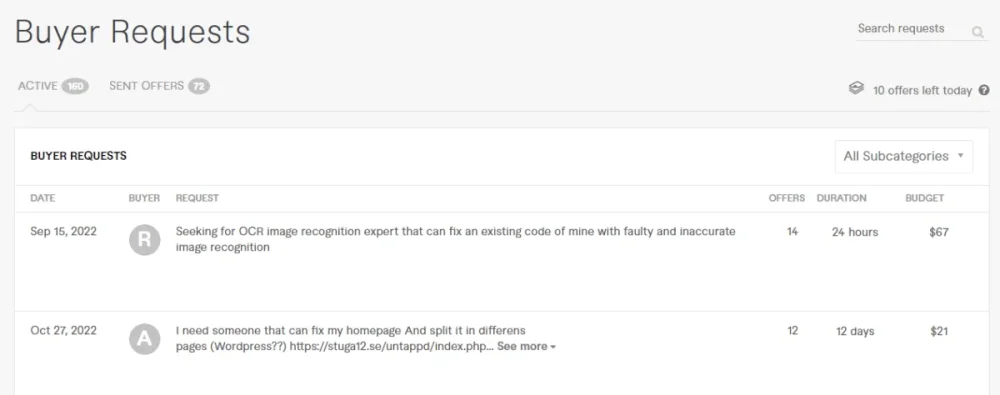 Fiverr buyer request
