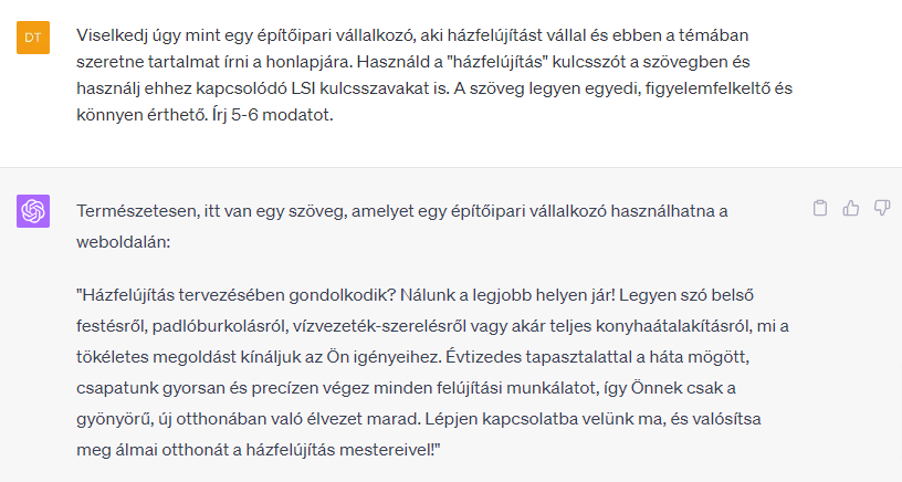 chatgpt seo tartalomírás