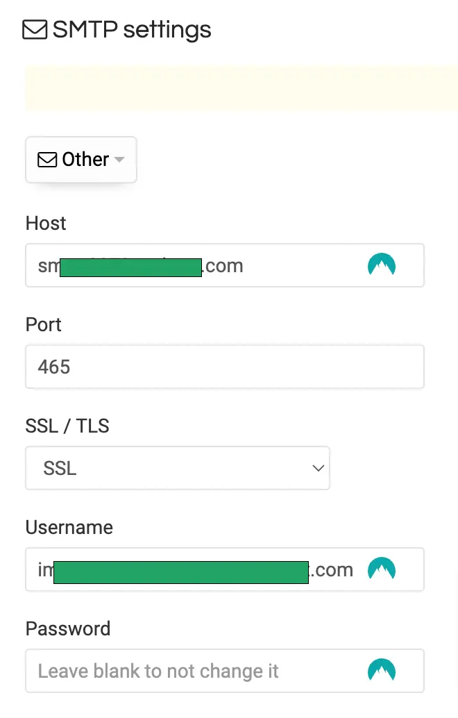 SMTP settings